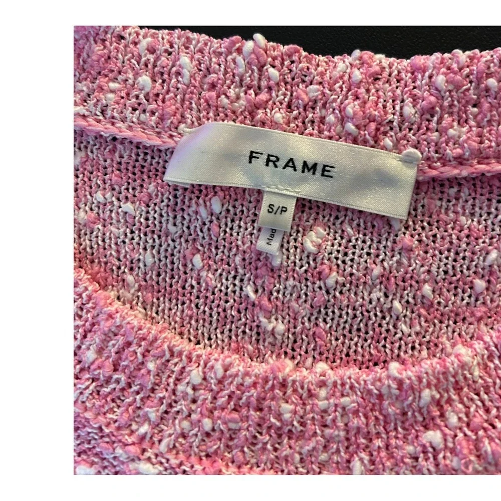 FRAME Pink Boucle Button Shoulder Sweater WE24KSW024 Womens Small S (1217)